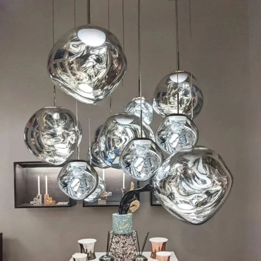Modern pendant light in colored glass