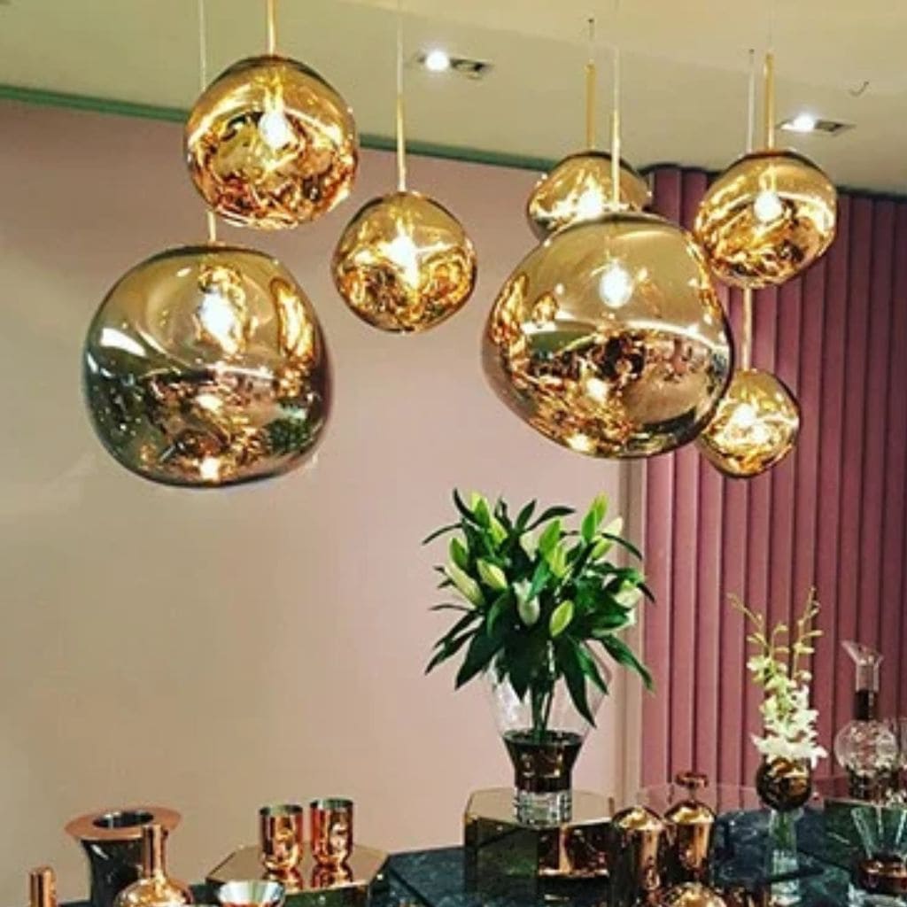 Modern pendant light in colored glass