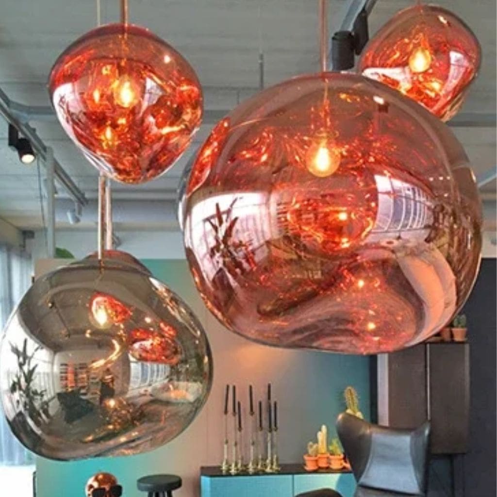 Modern pendant light in colored glass