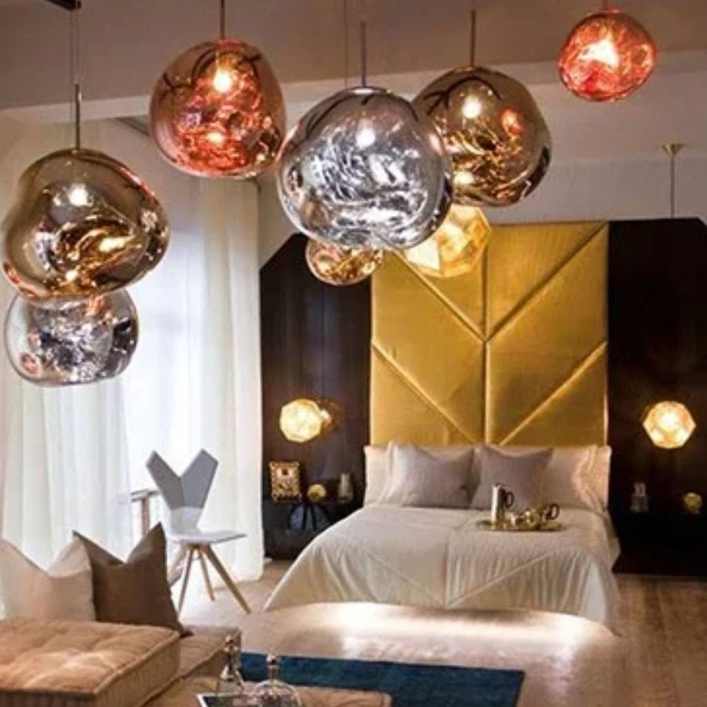 Modern pendant light in colored glass